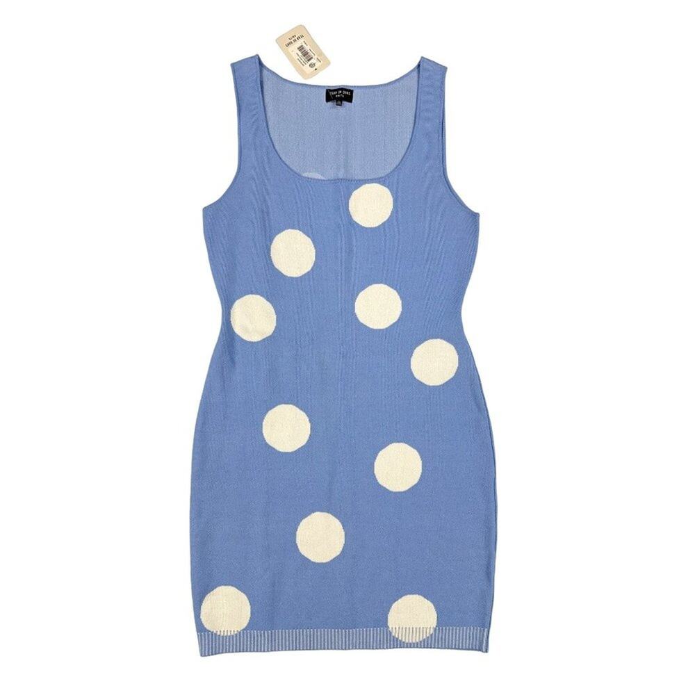 Year of Ours - Beverly Drive Mini Dress in Polka Dot Blue and White